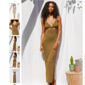 Lulus Olive Green Cutout Bodycon Maxi Dress